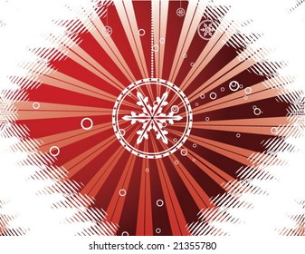 red burst christmas background with snowflakes - vector style