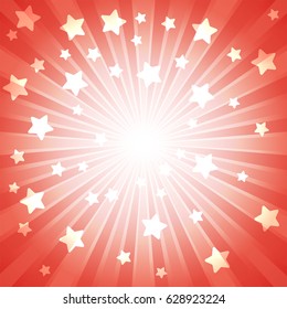 Red burst with many white stars for abstract vector design background concept