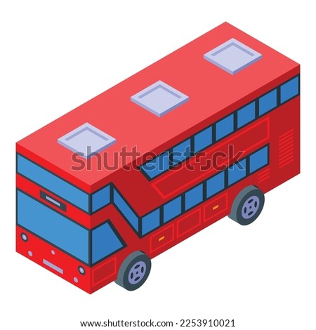 Red bus driver icon isometric vector. England city. Old tour