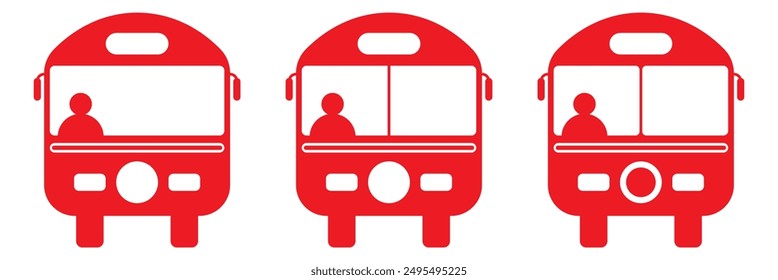 Red bus icon with driver.