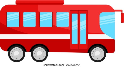 Bus rojo, ilustración, vector sobre un fondo blanco.