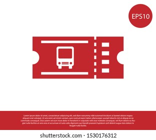 Red Bus ticket icon isolated on white background. Public transport ticket.  Vector Illustration