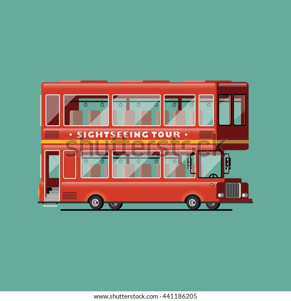 Red bus.\
tourist car. London sightseeing. illustration isolated. city\
sights. second floor. transport for\
travel