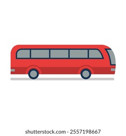 Red bus vector illustration, red mini bus clip art, isolated on white background