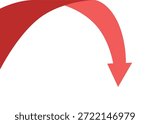 Red Business Arrow Curving Down After Rise Representing Sudden Loss and Market Crash