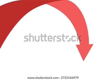 Red Business Arrow Curving Down After Rise Representing Sudden Loss and Market Crash