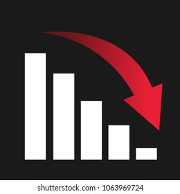 Red business arrow going down
