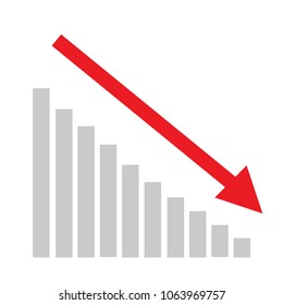 Red business arrow going down
