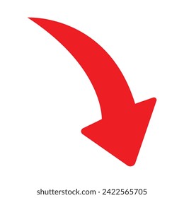 Red business arrow going down. Chart with red down arrow isolated on white background. Falling growth in business. Vector illustration. Eps file 112.