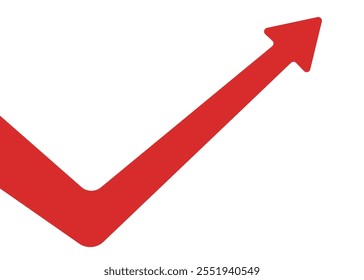 red business arrow graph rebounding and soaring high, going high after a sharp decline indicating improving profits, trading profit and an economic boom