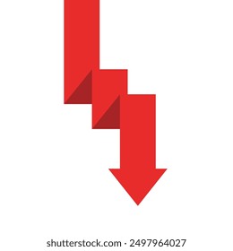 red business arrow pointing down zig zag