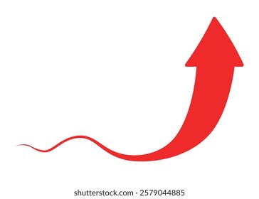 red business arrows curve upwards represent progress and growth