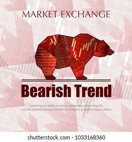 Red business background with candlesticks, bear and sample text