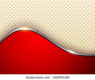Fondo de negocios rojo, elegante con patrón de onda y puntos, ilustración vectorial.