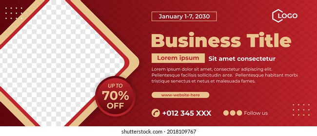 red business banner with frame