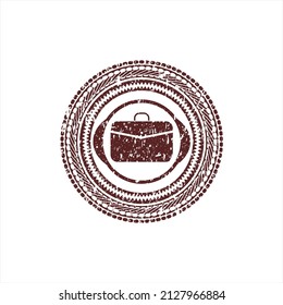 Red business briefcase icon inside distress grunge seal. 