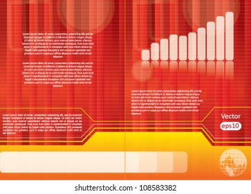 Red business brochure design with diagram, vector