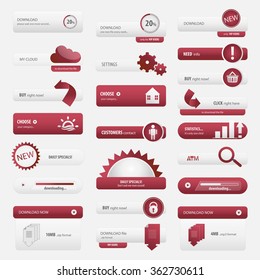 Red business button set