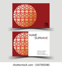 Red business card design on the gray background. With inspiration from the abstract. Vector illustration EPS10. 