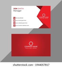 Red Business Card Design Template Vector