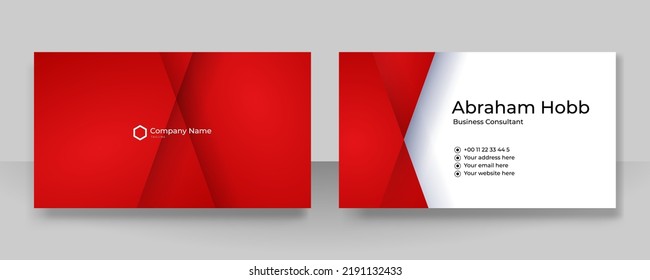 Red business card design template with clean modern shiny geometrics texture element. Can be use for presentation background, certificate