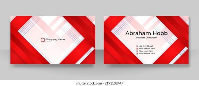Red business card design template with clean modern shiny geometrics texture element. Can be use for presentation background, certificate