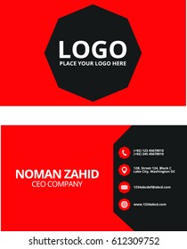 Red business card with polygon shape
