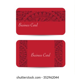 Red business card set template. Company corporate style mockup.