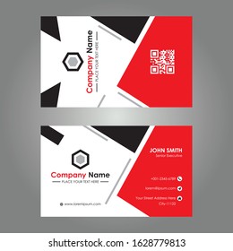 Red Business Card Template Vector