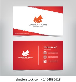 red business card with torn paper style, vector illustration