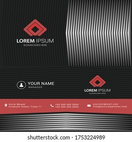 Red Business card vectors template. Vector illustration.