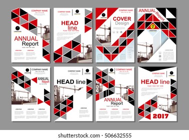 Red business Construction annual report brochure flyer design template vector, Leaflet cover presentation abstract geometric background templates, modern publication poster magazine, layout in A4 size