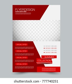 Red business flyer. a4 pribtable poster. Vector illustration.