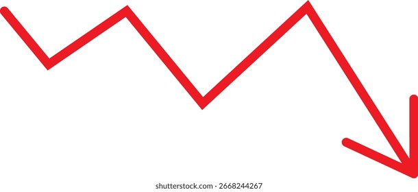 Un gráfico de negocios rojo que muestra la caída del negocio
