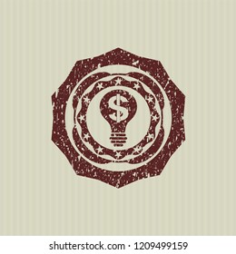 Red business idea icon inside distressed rubber seal