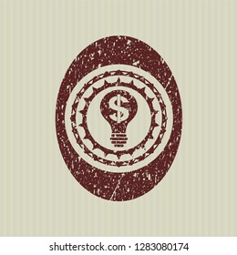Red business idea icon inside rubber seal with grunge texture