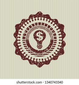 Red business idea icon inside rubber grunge stamp