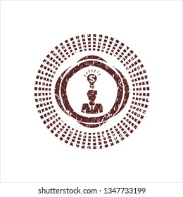 Red business idea icon inside distress rubber texture