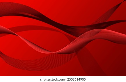 red business lines wave curves on smooth gradient abstract background