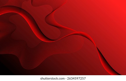 red business lines wave curves with soft gradient abstract background