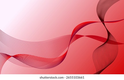 red business lines wave curves on smooth gradient abstract background