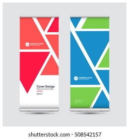Red business multipurpose rollup design template vector, Business cover presentation abstract geometric background, modern banner free standing, advertisement. Vector illustration