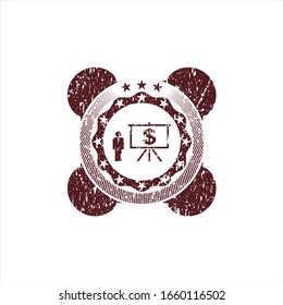 Icono de presentación del negocio rojo dentro de la marca de estilo grueso