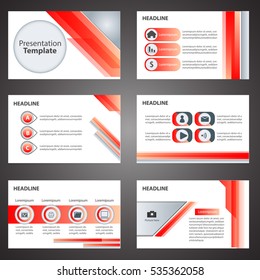 Red business presentation template Infographic elements flat design set for brochure