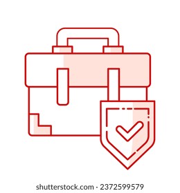 Red Business Protection Icon Minimalistic Thin Line Style for Enhanced Security, Safety, and Risk Mitigation. Ideal for Corporate, Insurance Companies, Financial Institutions, and Cybersecurity