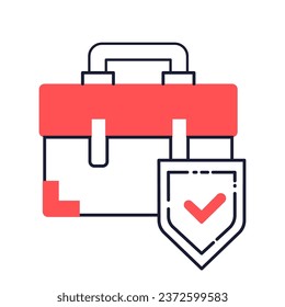 Red Business Protection Icon Minimalistic Thin Line Style for Enhanced Security, Safety, and Risk Mitigation. Ideal for Corporate, Insurance Companies, Financial Institutions, and Cybersecurity