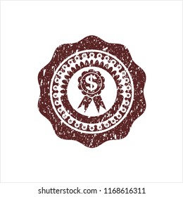 Red business ribbon icon inside rubber stamp