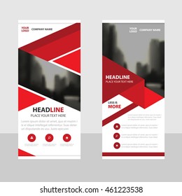 Red Business Roll Up Banner flat design template ,Abstract Geometric banner template Vector illustration set, abstract presentation brochure flyer template vertical template vector