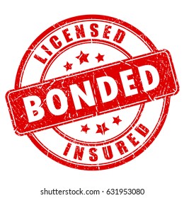 Red business stamp licensed bonded insured, vector illustration isolated on white background