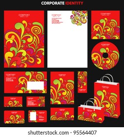 Red business style templates with abstract pattern. Vector